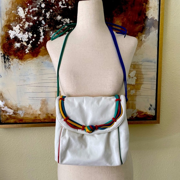 Sharif Handbags - RARE Vintage 80’s Sharif rainbow leather shoulder bag hand bag purse ~